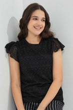 Load image into Gallery viewer, Black Ruffles Sleeve Lace Top