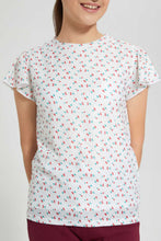 تنزيل الصورة على معرض الصور، Redtag-White-Cherry-Print-Top-Graphic-T-Shirts-Senior-Girls-9 to 14 Years