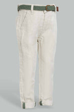 Load image into Gallery viewer, Redtag-Ecru-Lenin-Casual-Trousers-With-Belt-Chino-Trousers-Infant-Boys-3 to 24 Months