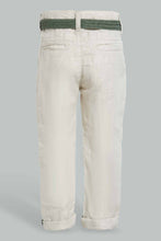 Load image into Gallery viewer, Redtag-Ecru-Lenin-Casual-Trousers-With-Belt-Chino-Trousers-Infant-Boys-3 to 24 Months