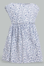 Load image into Gallery viewer, Redtag-Blue-Floral-Aop-Dress-Dresses-Infant-Girls-3 to 24 Months