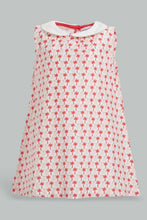Load image into Gallery viewer, Redtag-White-Palm-Aop-Peter-Pan-Collar-Dress-Dresses-Infant-Girls-3 to 24 Months