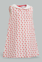 Load image into Gallery viewer, Redtag-White-Palm-Aop-Peter-Pan-Collar-Dress-Dresses-Infant-Girls-3 to 24 Months