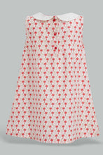 Load image into Gallery viewer, Redtag-White-Palm-Aop-Peter-Pan-Collar-Dress-Dresses-Infant-Girls-3 to 24 Months