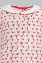 Load image into Gallery viewer, Redtag-White-Palm-Aop-Peter-Pan-Collar-Dress-Dresses-Infant-Girls-3 to 24 Months