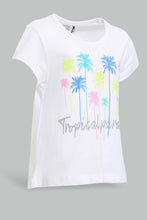 تنزيل الصورة على معرض الصور، Redtag-White-Palm-Print-Placement-Print-T-Shirt-Graphic-T-Shirts-Infant-Girls-3 to 24 Months