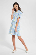 Load image into Gallery viewer, Redtag-Blue/Yellow-Front-Tie-Dress-Category:Dresses,-Colour:Assorted,-Filter:Senior-Girls-(9-to-14-Yrs),-GSR-Dresses,-New-In,-New-In-GSR,-Non-Sale,-S22D,-Section:Kidswear-Senior-Girls-9 to 14 Years
