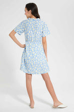 Load image into Gallery viewer, Redtag-Blue/Yellow-Front-Tie-Dress-Category:Dresses,-Colour:Assorted,-Filter:Senior-Girls-(9-to-14-Yrs),-GSR-Dresses,-New-In,-New-In-GSR,-Non-Sale,-S22D,-Section:Kidswear-Senior-Girls-9 to 14 Years