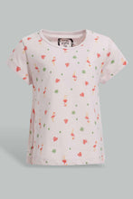 تنزيل الصورة على معرض الصور، Redtag-Pink-Flamingo-Aop-T-Shirt-All-Over-Prints-T-Shirts-Infant-Girls-3 to 24 Months