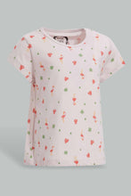 تنزيل الصورة على معرض الصور، Redtag-Pink-Flamingo-Aop-T-Shirt-All-Over-Prints-T-Shirts-Infant-Girls-3 to 24 Months