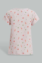 تنزيل الصورة على معرض الصور، Redtag-Pink-Flamingo-Aop-T-Shirt-All-Over-Prints-T-Shirts-Infant-Girls-3 to 24 Months