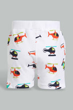Load image into Gallery viewer, Redtag-White-Printed-And-Navy-Active-Shorts-(2-Pack)-Active-Shorts-Infant-Boys-3 to 24 Months