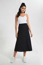 Load image into Gallery viewer, Redtag-Black-A-Line-Elasticated-Waist-Ribbed-Skirt-Skirts-Women's-