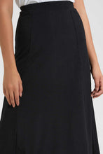 Load image into Gallery viewer, Redtag-Black-A-Line-Elasticated-Waist-Ribbed-Skirt-Skirts-Women's-