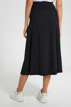 Load image into Gallery viewer, Redtag-Black-A-Line-Elasticated-Waist-Ribbed-Skirt-Skirts-Women's-