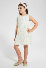 Load image into Gallery viewer, Redtag-White-Pleated-Floral-Dress-Dresses-Girls-2 to 8 Years