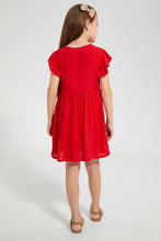 Load image into Gallery viewer, Redtag-Red-Button-Down-Dress-Dresses-Girls-2 to 8 Years