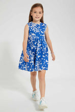 Load image into Gallery viewer, Redtag-Blue-Basic-Printed-Dress-Dresses-Girls-2 to 8 Years