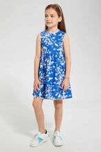 Load image into Gallery viewer, Redtag-Blue-Basic-Printed-Dress-Dresses-Girls-2 to 8 Years