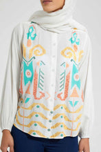 Load image into Gallery viewer, Redtag-Cream-Viscose-Crepe-Dobby-With-Gold-Lurex-Embroidery-Blouses-Women's-
