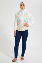 Load image into Gallery viewer, Redtag-Cream-Viscose-Crepe-Dobby-With-Gold-Lurex-Embroidery-Blouses-Women's-