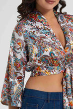 Load image into Gallery viewer, Redtag-Bright-Floral-Printed-Tie-Front-Top-Tops-Women's-