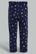 Load image into Gallery viewer, Redtag-Navy-Flamingo-Aop-Active-Pant-Active-Pants-Infant-Girls-3 to 24 Months