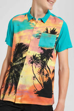 Load image into Gallery viewer, Redtag-Green-Palm-Tree-Aop-Shirt-Casual-Shirts-Senior-Boys-9 to 14 Years