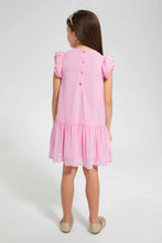 Load image into Gallery viewer, Redtag-Pink-Gathers-Collared-Shift-Dress-Dresses-Girls-2 to 8 Years