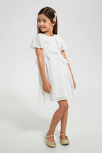 Load image into Gallery viewer, Redtag-White-Frill-Dobby-Dress-Dresses-Girls-2 to 8 Years