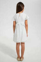Load image into Gallery viewer, Redtag-White-Frill-Dobby-Dress-Dresses-Girls-2 to 8 Years