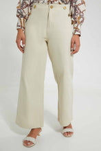 Load image into Gallery viewer, Redtag-Cream-Button-Detail-Trousers-Skirts-Women's-