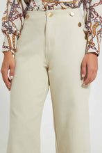 Load image into Gallery viewer, Redtag-Cream-Button-Detail-Trousers-Skirts-Women's-