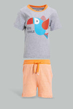 تنزيل الصورة على معرض الصور، Redtag-Grey-T-Shirt-With-Jersey-Yd-Short-Set-(2-Pack)-Sets-Infant-Boys-3 to 24 Months