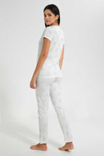 Load image into Gallery viewer, Redtag-White-Printed-Aop-Pyjama-Set-Pyjama-Sets-Women's-