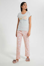 Load image into Gallery viewer, Redtag-Mid-Grey-Printed-Pyjama-Set-Pyjama-Sets-Women's-