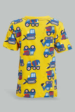 Load image into Gallery viewer, Redtag-Yellow-Truck-Printed-Tshirt-And-White-Bottom-Set-(2-Pack)-Sets-Infant-Boys-3 to 24 Months