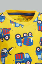 Load image into Gallery viewer, Redtag-Yellow-Truck-Printed-Tshirt-And-White-Bottom-Set-(2-Pack)-Sets-Infant-Boys-3 to 24 Months