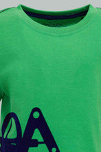 Load image into Gallery viewer, Redtag-Green-Digger-Tshirt-With-Navy-Trousershort-Sets-Infant-Boys-3 to 24 Months