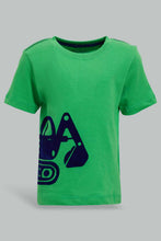 Load image into Gallery viewer, Redtag-Green-Digger-Tshirt-With-Navy-Trousershort-Sets-Infant-Boys-3 to 24 Months