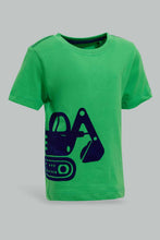 Load image into Gallery viewer, Redtag-Green-Digger-Tshirt-With-Navy-Trousershort-Sets-Infant-Boys-3 to 24 Months
