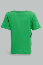 Load image into Gallery viewer, Redtag-Green-Digger-Tshirt-With-Navy-Trousershort-Sets-Infant-Boys-3 to 24 Months