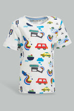 Load image into Gallery viewer, Redtag-White-Car-Printed-Tshirt-With-Red-Short-Casual-Set-(2-Pack)-Sets-Infant-Boys-3 to 24 Months