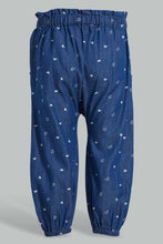 Load image into Gallery viewer, Redtag-Dark-Wash-Printed-Harem-Jeans-Jeans-Harem-Fit-Infant-Girls-3 to 24 Months
