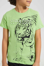 تنزيل الصورة على معرض الصور، Redtag-Olive-Embossed-Tiger-Print-Graphic-T-Shirts-Boys-2 to 8 Years