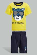 Load image into Gallery viewer, Redtag-White-And-Navy-Jersey-Casual-Set-(2-Pack)-Sets-Infant-Boys-3 to 24 Months
