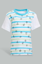 Load image into Gallery viewer, Redtag-White-And-Blue-With-Blue-Bottom-Casual-Set-(2-Pack)-Sets-Infant-Boys-3 to 24 Months
