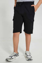 تنزيل الصورة على معرض الصور، Redtag-Black-Side-Pocket-Active-Short-Active-Shorts-Senior-Boys-9 to 14 Years