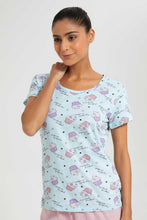 Load image into Gallery viewer, Redtag-Pale-Blue-Printed-Pyjama-Set-Pyjama-Sets-Women's-