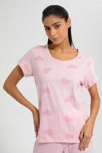 Load image into Gallery viewer, Redtag-Blush-Heart-Printed-Pyjama-Set-Pyjama-Sets-Women's-